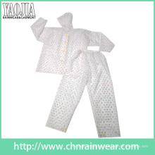 Atacado branco cor impresso PVC Rainsuit / chuva terno para adultos